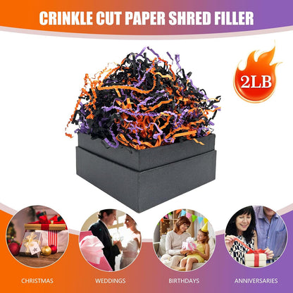 Lemon Yellow Crinkle Cut Paper Shred Filler, 2 LB Basket Filler Shredded Paper, Confetti Stuffing for Basket Filling, Halloween, Christmas, Birthdays, Gift Wrapping, Stuffer Party Supplies - Colors B