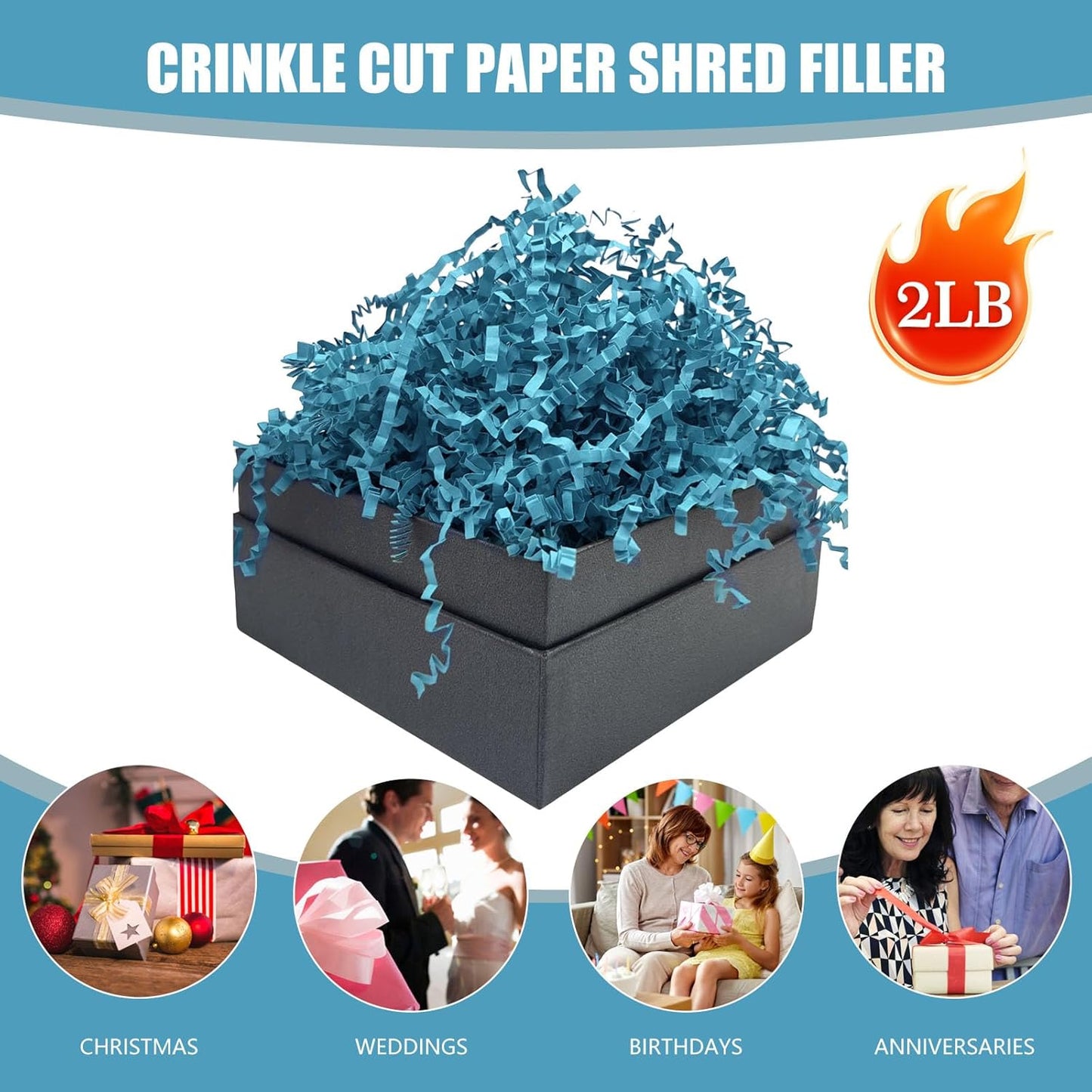 Lemon Yellow Crinkle Cut Paper Shred Filler, 2 LB Basket Filler Shredded Paper, Confetti Stuffing for Basket Filling, Halloween, Christmas, Birthdays, Gift Wrapping, Stuffer Party Supplies - Colors B