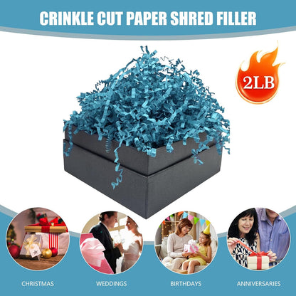 Lemon Yellow Crinkle Cut Paper Shred Filler, 2 LB Basket Filler Shredded Paper, Confetti Stuffing for Basket Filling, Halloween, Christmas, Birthdays, Gift Wrapping, Stuffer Party Supplies - Colors B