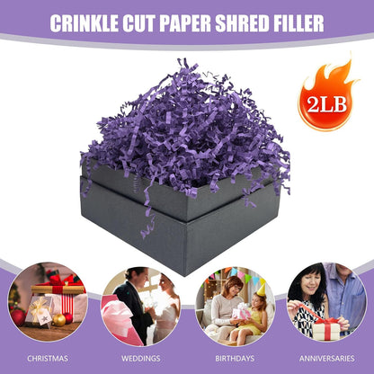 Lemon Yellow Crinkle Cut Paper Shred Filler, 2 LB Basket Filler Shredded Paper, Confetti Stuffing for Basket Filling, Halloween, Christmas, Birthdays, Gift Wrapping, Stuffer Party Supplies - Colors B