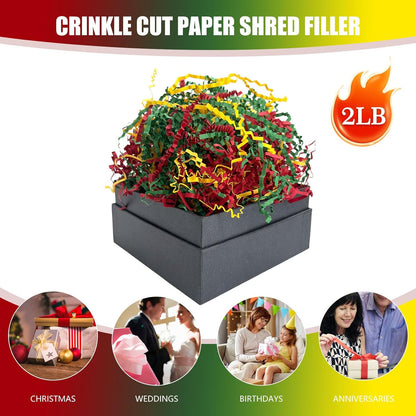 Lemon Yellow Crinkle Cut Paper Shred Filler, 2 LB Basket Filler Shredded Paper, Confetti Stuffing for Basket Filling, Halloween, Christmas, Birthdays, Gift Wrapping, Stuffer Party Supplies - Colors B