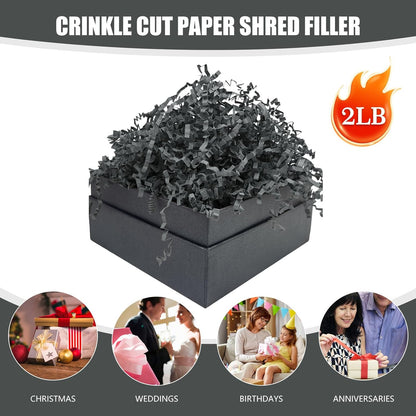 Lemon Yellow Crinkle Cut Paper Shred Filler, 2 LB Basket Filler Shredded Paper, Confetti Stuffing for Basket Filling, Halloween, Christmas, Birthdays, Gift Wrapping, Stuffer Party Supplies - Colors B