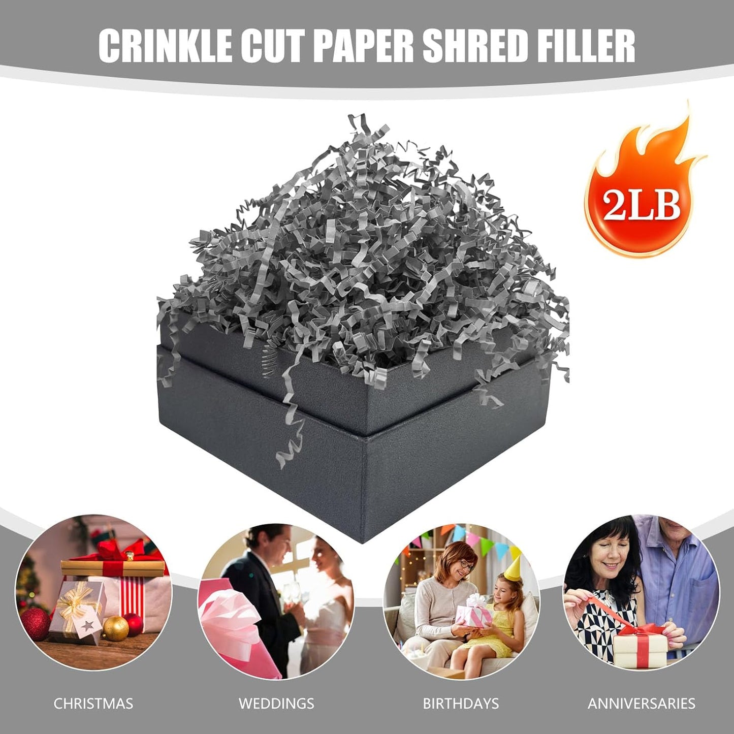 Lemon Yellow Crinkle Cut Paper Shred Filler, 2 LB Basket Filler Shredded Paper, Confetti Stuffing for Basket Filling, Halloween, Christmas, Birthdays, Gift Wrapping, Stuffer Party Supplies - Colors B