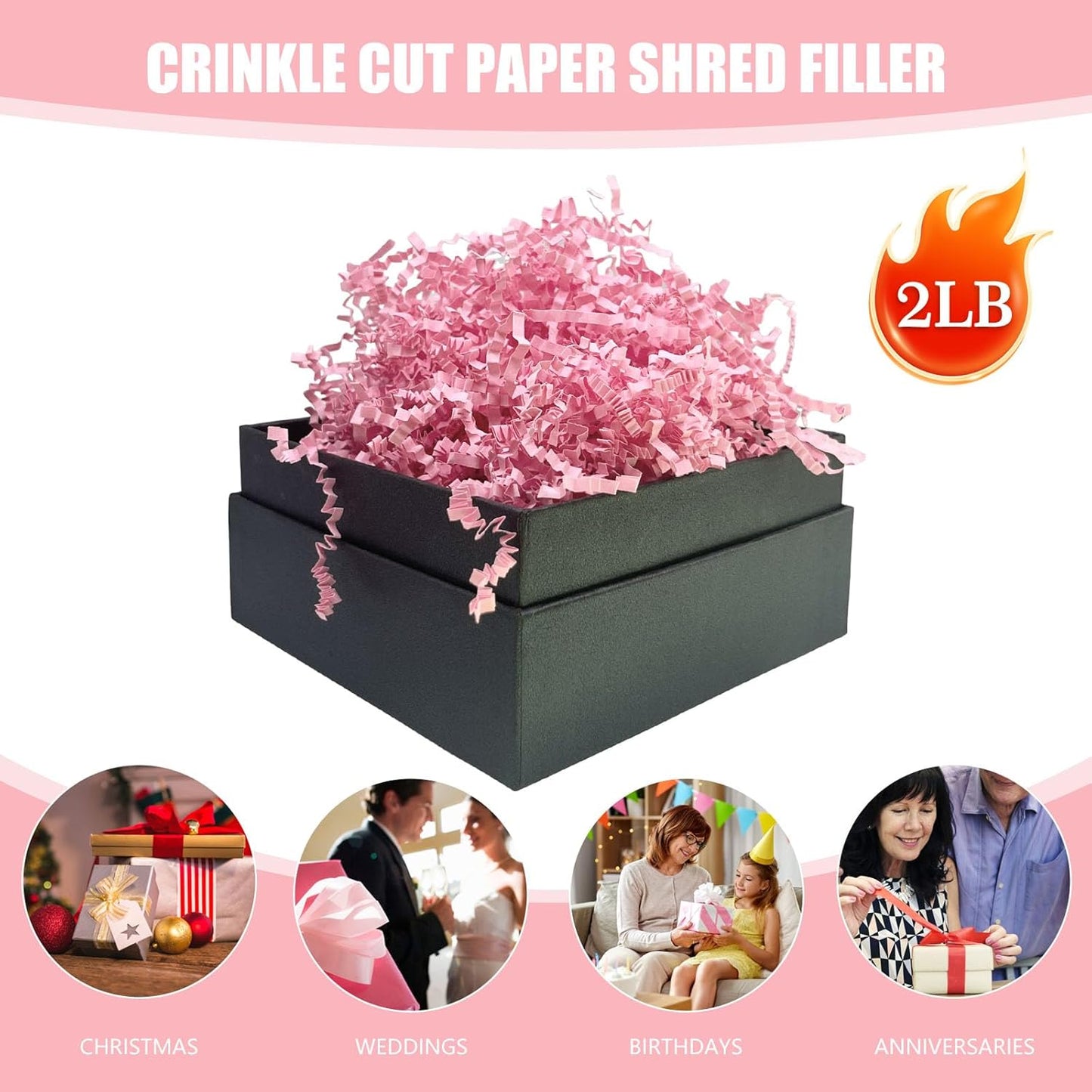 Lemon Yellow Crinkle Cut Paper Shred Filler, 2 LB Basket Filler Shredded Paper, Confetti Stuffing for Basket Filling, Halloween, Christmas, Birthdays, Gift Wrapping, Stuffer Party Supplies - Colors B