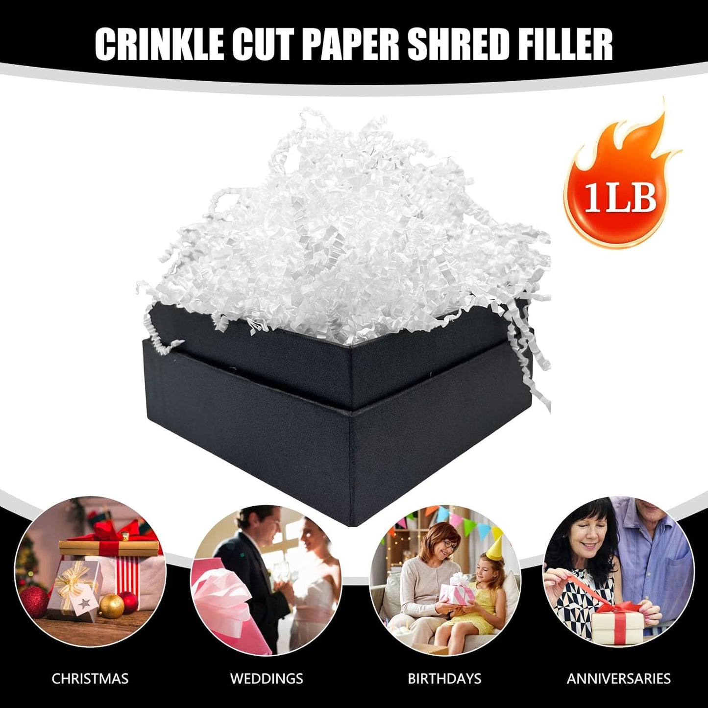 Lemon Yellow Crinkle Cut Paper Shred Filler, 2 LB Basket Filler Shredded Paper, Confetti Stuffing for Basket Filling, Halloween, Christmas, Birthdays, Gift Wrapping, Stuffer Party Supplies - Colors B
