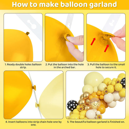 153pcs Bee Balloon Arch Garland Kit Different Sizes | 18 12 10 5 inch Mustard Pastel Yellow Gold Confetti Balloons for What Will It Bee Sunflower Honey Birthday Party Decorations