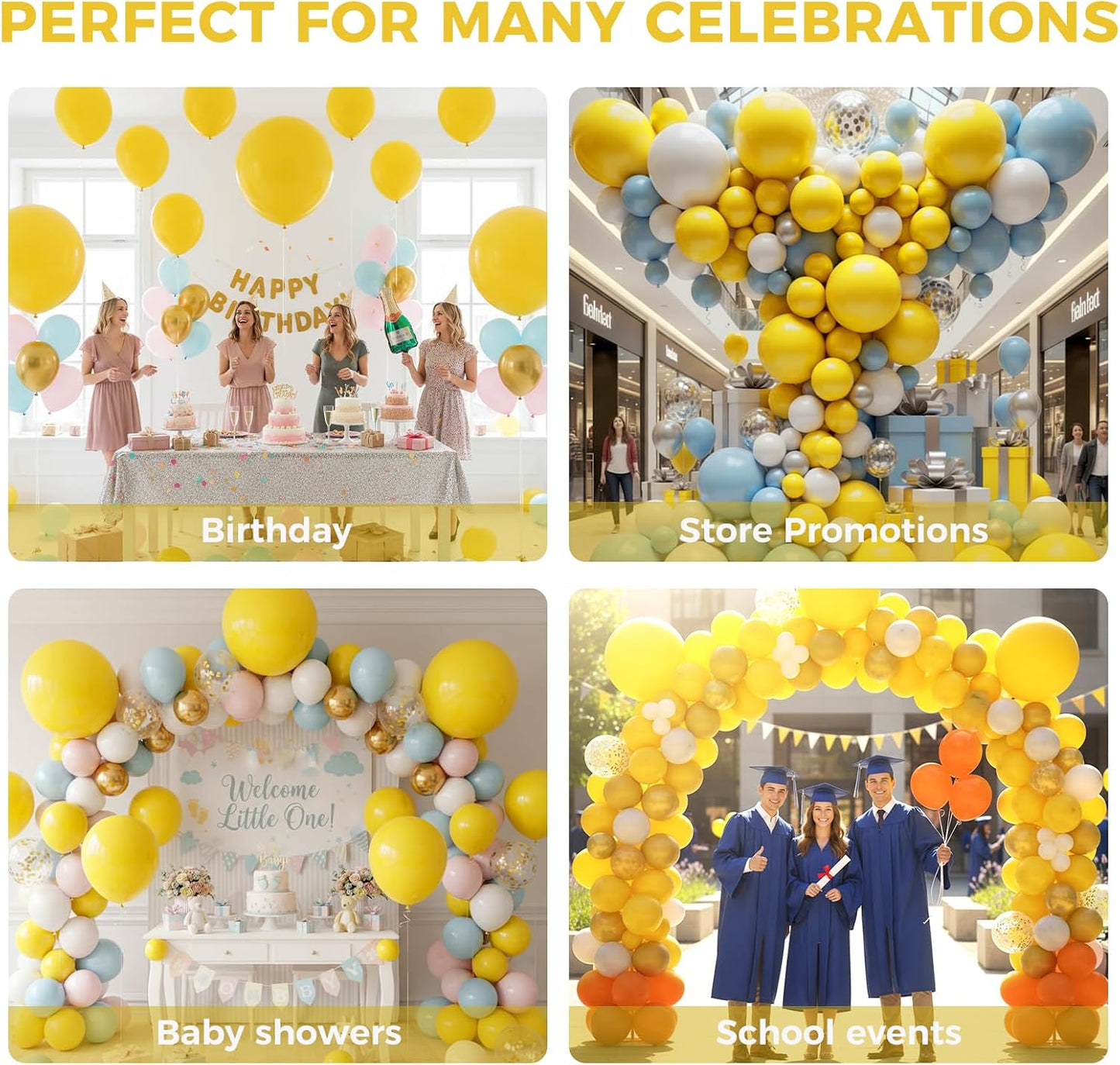 18 Inch Yellow Large Balloons, 15 PCS Yellow Big Latex Balloon | Giant Heavy Duty Balloons for Birthday, Wedding Sunflower Bridal Shower Hawaiian Beach, Lemon Theme Party Decorations