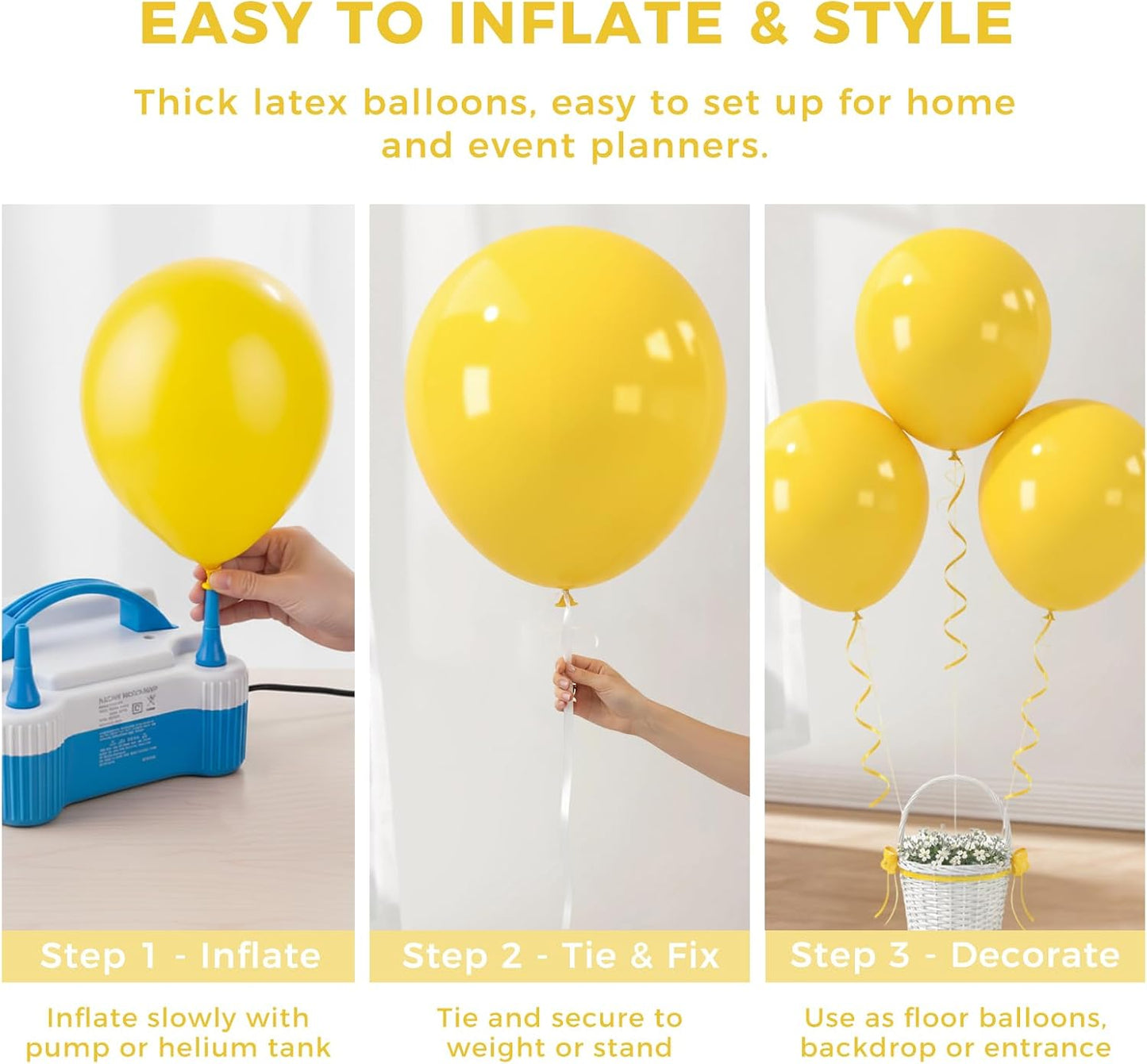 18 Inch Yellow Large Balloons, 15 PCS Yellow Big Latex Balloon | Giant Heavy Duty Balloons for Birthday, Wedding Sunflower Bridal Shower Hawaiian Beach, Lemon Theme Party Decorations