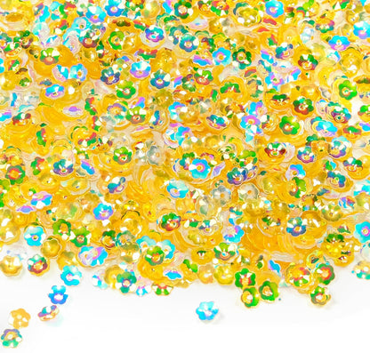 6mm Flower Loose Sequins Paillettes Bead, 5400 Pcs Plastic Plum Blossom Sequins for Crafts, Jewelry Making, Clothing Accessories (Yellow)
