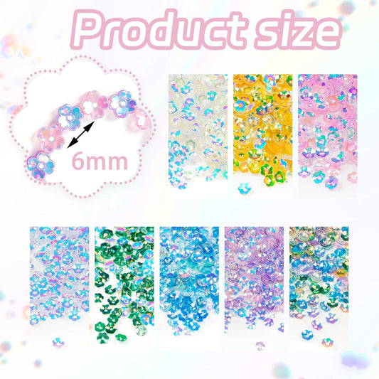 6mm Flower Loose Sequins Paillettes Bead, 5400 Pcs Plastic Plum Blossom Sequins for Crafts, Jewelry Making, Clothing Accessories (Yellow)