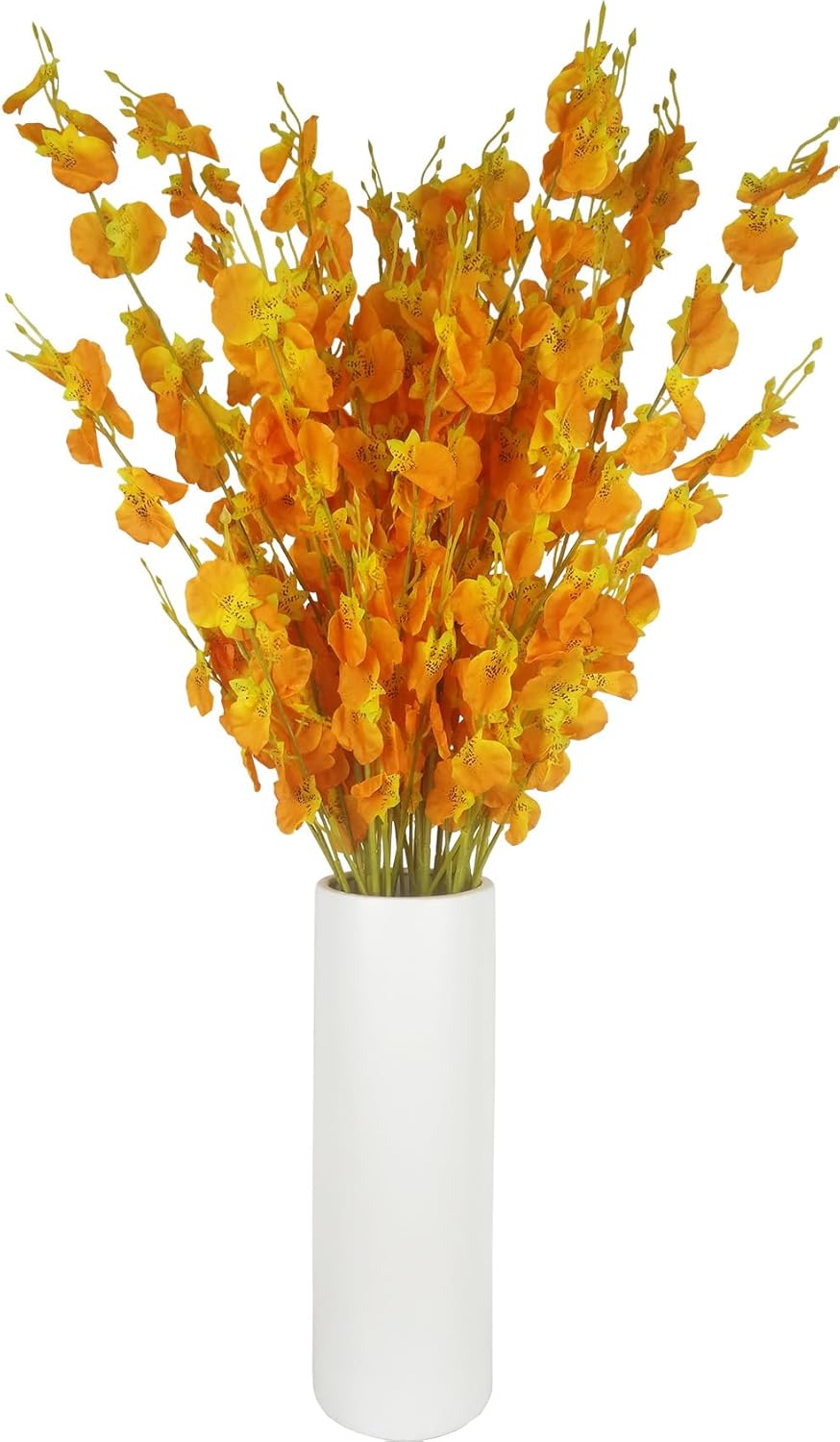 Yellow Orchids Silk Fake Flowers in Bulk, 12 Pcs (Each 38.5”), for Wedding Festive Party Home Office Decoration, No Include Vase
