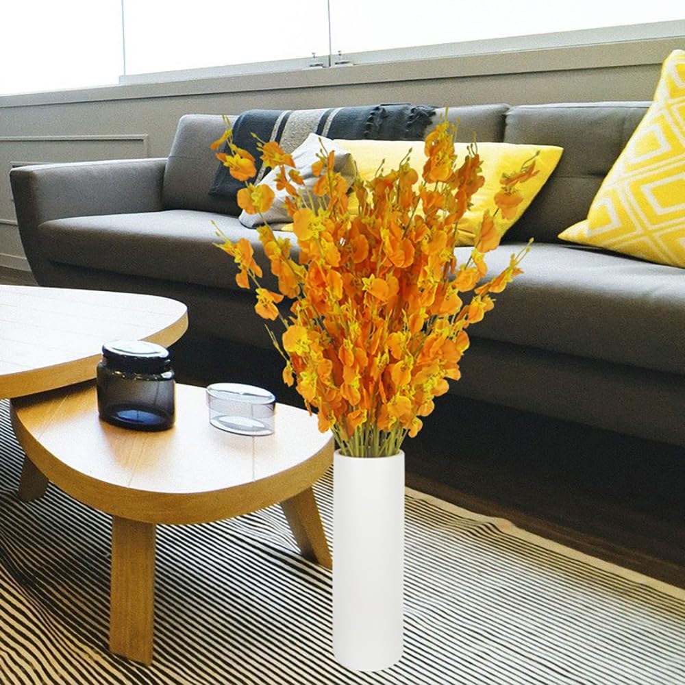 Yellow Orchids Silk Fake Flowers in Bulk, 12 Pcs (Each 38.5”), for Wedding Festive Party Home Office Decoration, No Include Vase