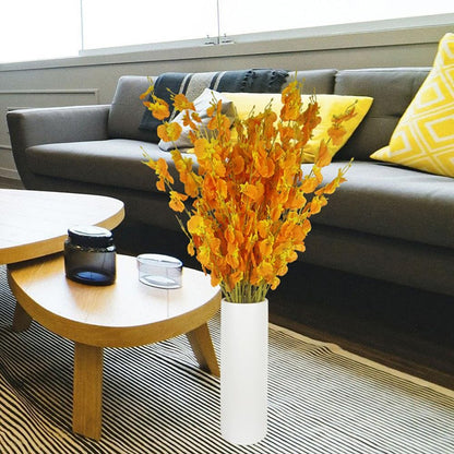 Yellow Orchids Silk Fake Flowers in Bulk, 12 Pcs (Each 38.5”), for Wedding Festive Party Home Office Decoration, No Include Vase