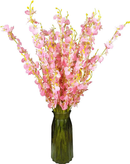 Yellow Orchids Silk Fake Flowers in Bulk, 12 Pcs (Each 38.5”), for Wedding Festive Party Home Office Decoration, No Include Vase