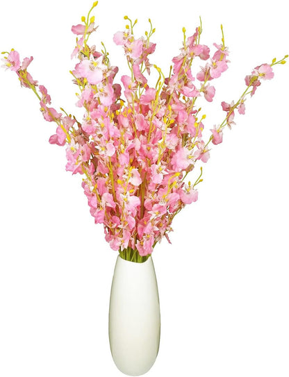 Yellow Orchids Silk Fake Flowers in Bulk, 12 Pcs (Each 38.5”), for Wedding Festive Party Home Office Decoration, No Include Vase