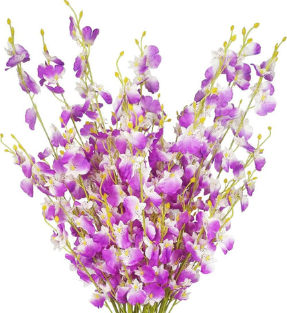 Yellow Orchids Silk Fake Flowers in Bulk, 12 Pcs (Each 38.5”), for Wedding Festive Party Home Office Decoration, No Include Vase