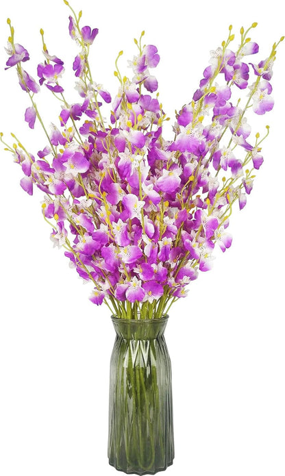 Yellow Orchids Silk Fake Flowers in Bulk, 12 Pcs (Each 38.5”), for Wedding Festive Party Home Office Decoration, No Include Vase