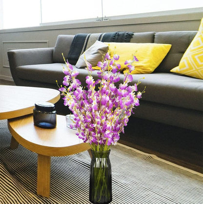 Yellow Orchids Silk Fake Flowers in Bulk, 12 Pcs (Each 38.5”), for Wedding Festive Party Home Office Decoration, No Include Vase