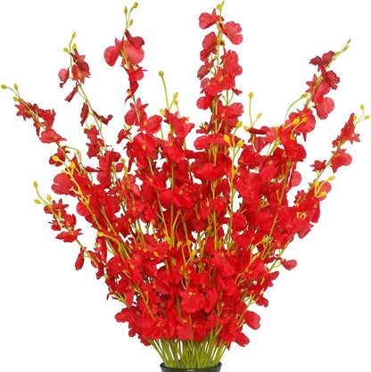 Yellow Orchids Silk Fake Flowers in Bulk, 12 Pcs (Each 38.5”), for Wedding Festive Party Home Office Decoration, No Include Vase