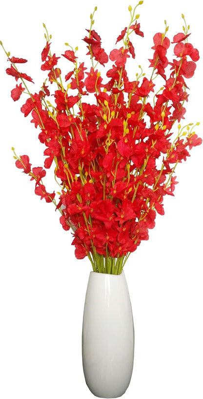 Yellow Orchids Silk Fake Flowers in Bulk, 12 Pcs (Each 38.5”), for Wedding Festive Party Home Office Decoration, No Include Vase