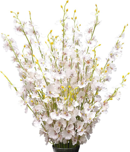 Yellow Orchids Silk Fake Flowers in Bulk, 12 Pcs (Each 38.5”), for Wedding Festive Party Home Office Decoration, No Include Vase