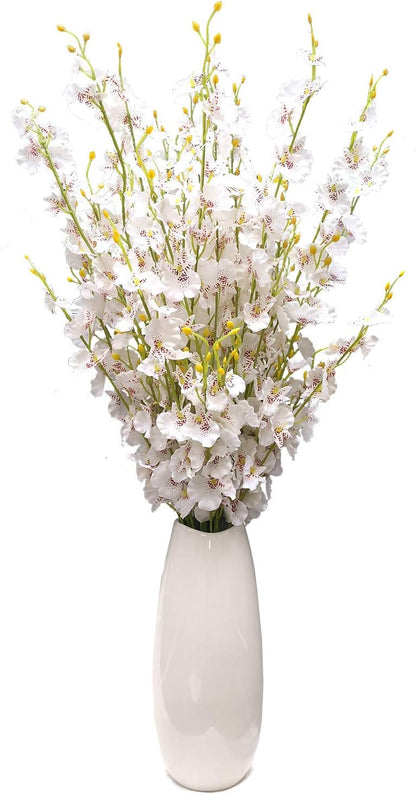 Yellow Orchids Silk Fake Flowers in Bulk, 12 Pcs (Each 38.5”), for Wedding Festive Party Home Office Decoration, No Include Vase