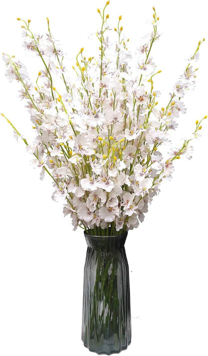 Yellow Orchids Silk Fake Flowers in Bulk, 12 Pcs (Each 38.5”), for Wedding Festive Party Home Office Decoration, No Include Vase
