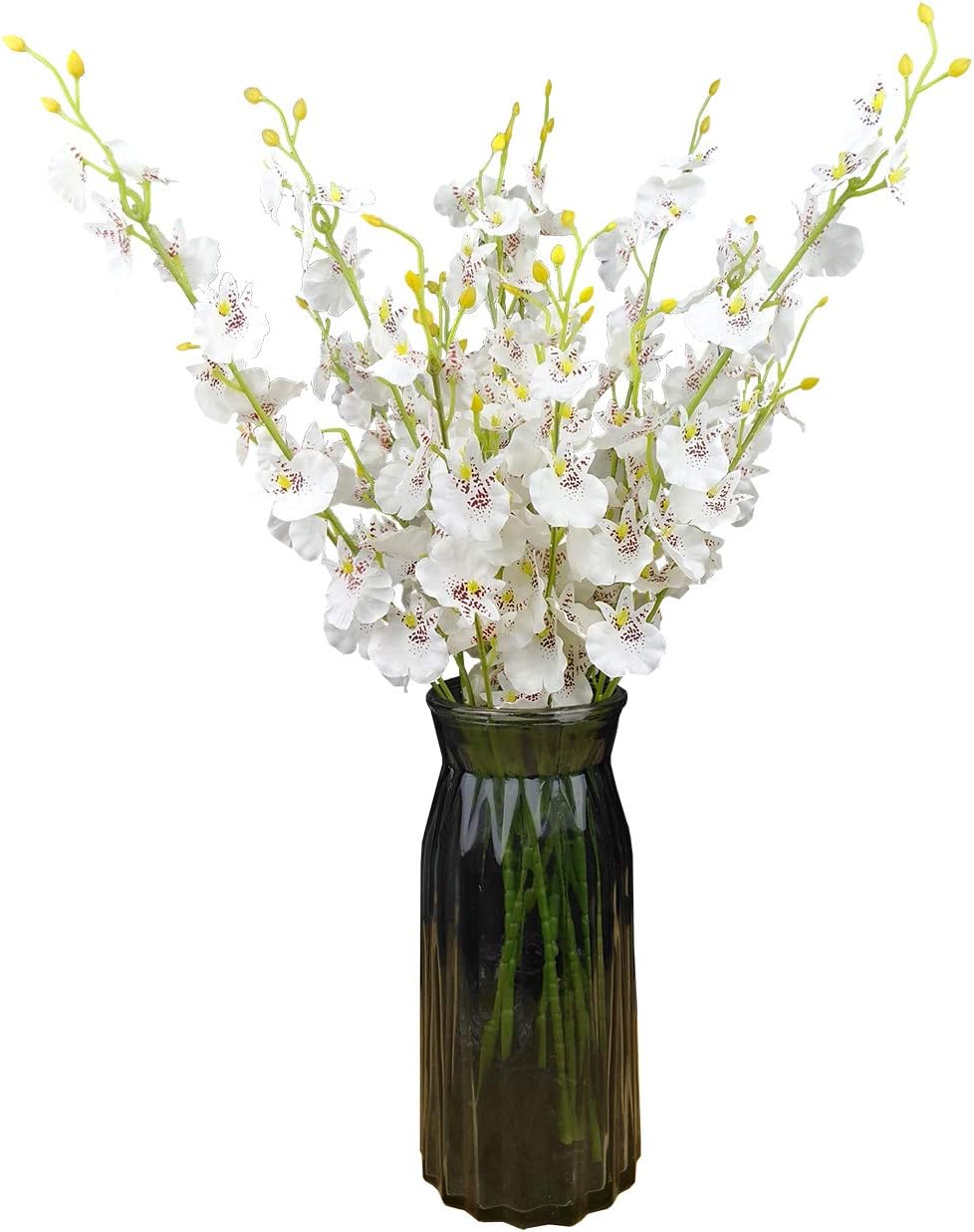 Yellow Orchids Silk Fake Flowers in Bulk, 12 Pcs (Each 38.5”), for Wedding Festive Party Home Office Decoration, No Include Vase