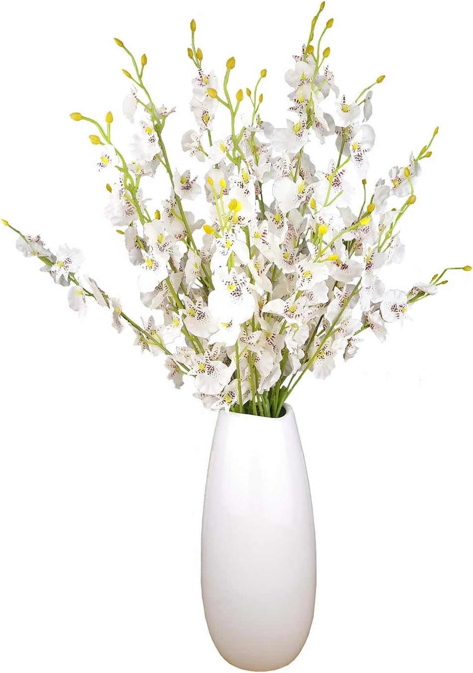Yellow Orchids Silk Fake Flowers in Bulk, 12 Pcs (Each 38.5”), for Wedding Festive Party Home Office Decoration, No Include Vase