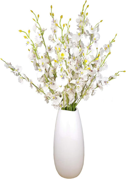 Yellow Orchids Silk Fake Flowers in Bulk, 12 Pcs (Each 38.5”), for Wedding Festive Party Home Office Decoration, No Include Vase