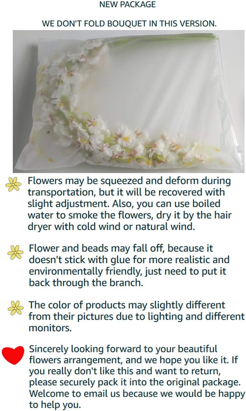 Yellow Orchids Silk Fake Flowers in Bulk, 12 Pcs (Each 38.5”), for Wedding Festive Party Home Office Decoration, No Include Vase