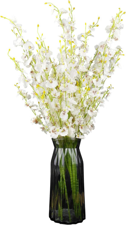 Yellow Orchids Silk Fake Flowers in Bulk, 12 Pcs (Each 38.5”), for Wedding Festive Party Home Office Decoration, No Include Vase