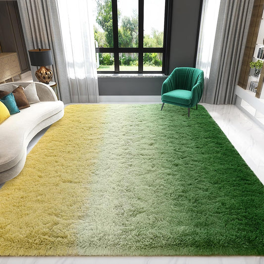 Yellow Green Area Rugs 4x6 Feet Rug for Bedroom Living Room, Cute Indoor Gradient Carpets, Plush Soft Rug for Kids Room, Fluffy Rugs for Girls Boys Nursery Room Home Decor