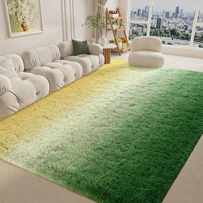 Yellow Green Area Rugs 4x6 Feet Rug for Bedroom Living Room, Cute Indoor Gradient Carpets, Plush Soft Rug for Kids Room, Fluffy Rugs for Girls Boys Nursery Room Home Decor