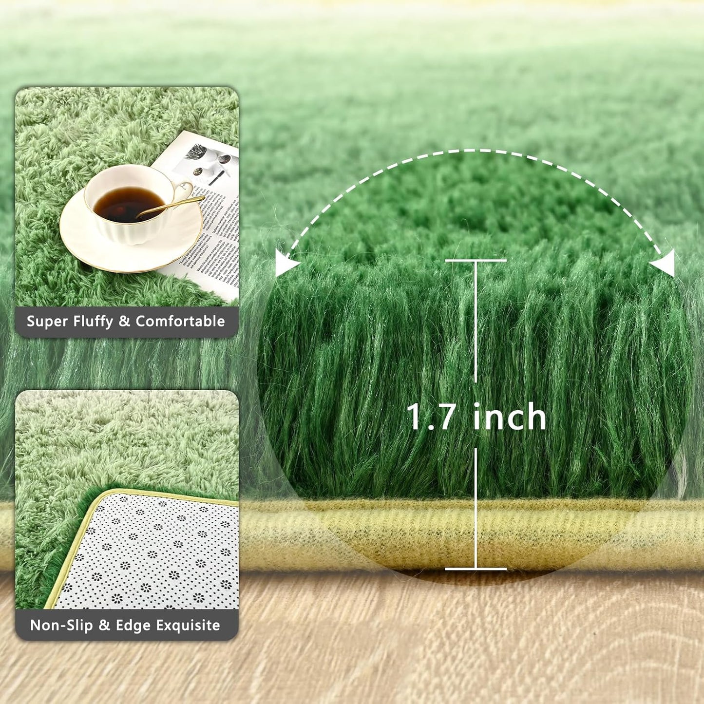 Yellow Green Area Rugs 4x6 Feet Rug for Bedroom Living Room, Cute Indoor Gradient Carpets, Plush Soft Rug for Kids Room, Fluffy Rugs for Girls Boys Nursery Room Home Decor