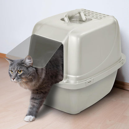 Odor Control Large Enclosed Cat Litter Box, Hooded, Pearl, CP6