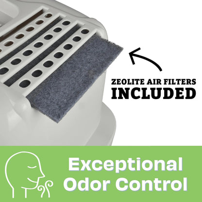 Odor Control Large Enclosed Cat Litter Box, Hooded, Pearl, CP6