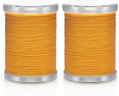 300Yards Extra Strong Bonded Nylon Thread for Leather Sewing, Jeans Yellow Heavy Duty Upholstery Thread for Heavy Fabric (2 Spools)-Jeans Yellow