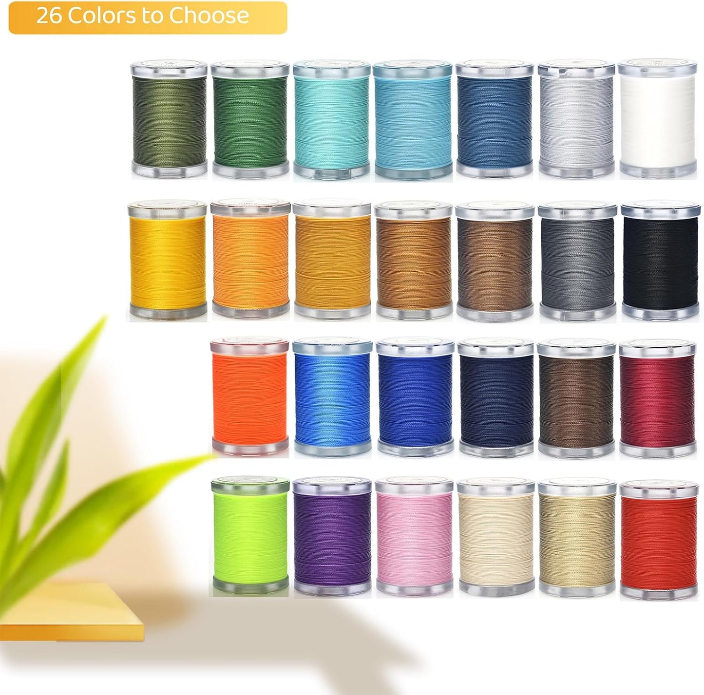 300Yards Extra Strong Bonded Nylon Thread for Leather Sewing, Jeans Yellow Heavy Duty Upholstery Thread for Heavy Fabric (2 Spools)-Jeans Yellow