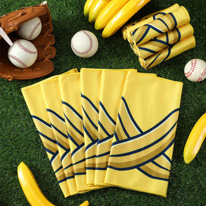 12 Pcs Cooling Towel Baseball Football Basketball Breathable Chilly Softball Soccer Ice Towel, 40"x12" Tennis Microfiber Accessories for Player (Yellow,Banana)