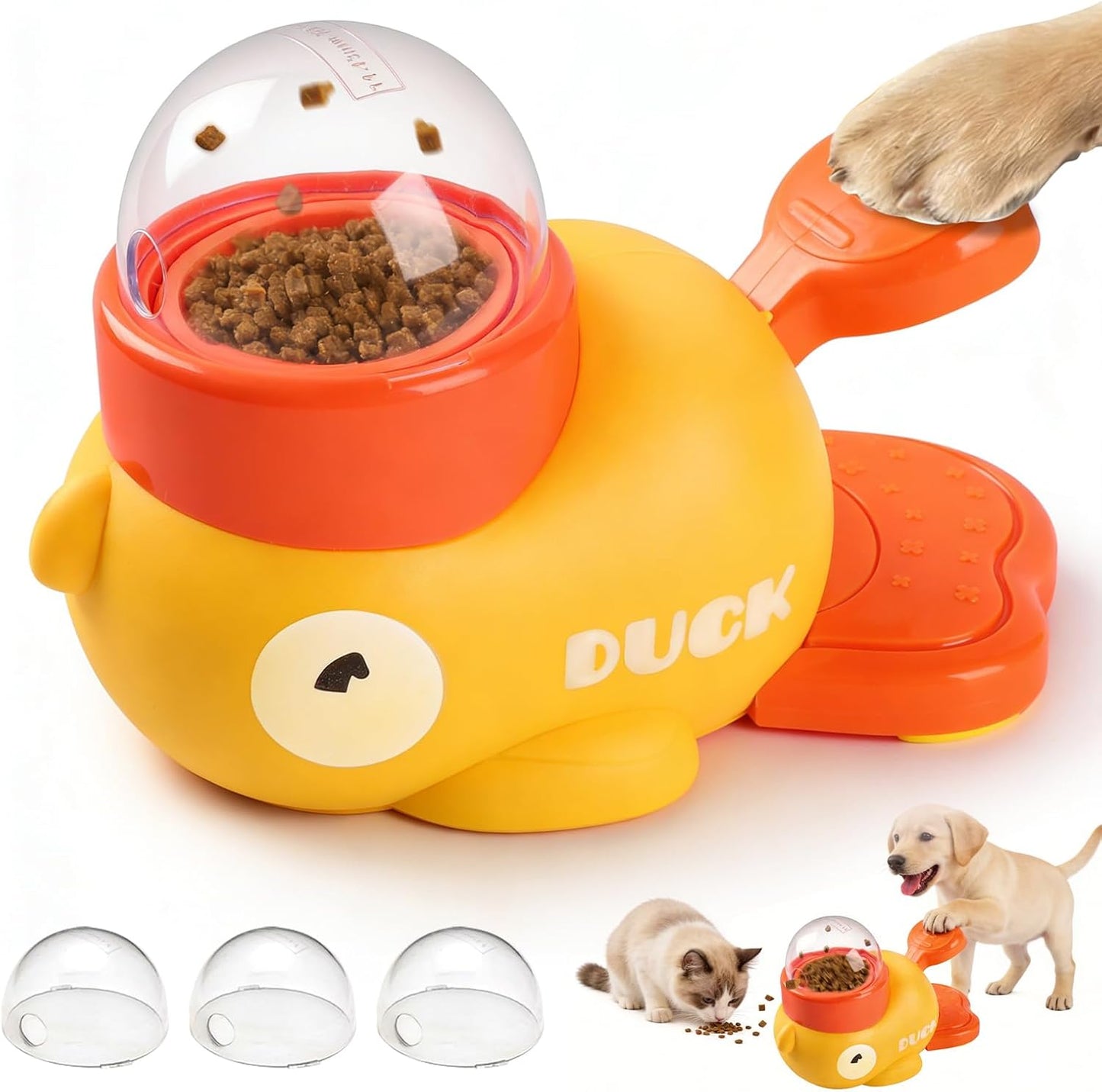 Dog Interactive Treat Dispenser, 2026 New Yellow Duck Cat Treat Dispenser, Interactive Dog Toys Food Puzzle Slow Feeder, Dog Food Slow Treat Feeding Dispenser for Small & Large Cats Dogs