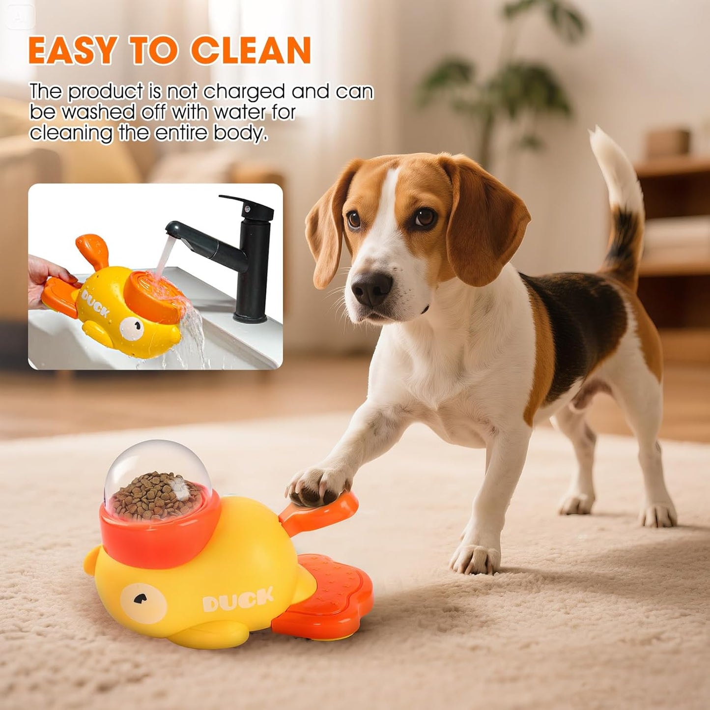 Dog Interactive Treat Dispenser, 2026 New Yellow Duck Cat Treat Dispenser, Interactive Dog Toys Food Puzzle Slow Feeder, Dog Food Slow Treat Feeding Dispenser for Small & Large Cats Dogs