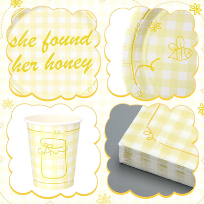25 Set She Found Her Honey Honey Bridal Shower Decorations Bachelorette Party Plate and Napkin Tableware Set for Wedding Bachelorette Party Supplies