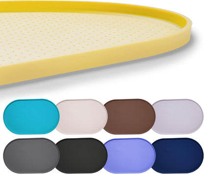 100% Waterproof Silicone Pet Feeding Mat with Raised Edge for Food and Water, Dog Bowl Mats, Cat Bowls Placemat with High Lip Protects Floor for Cats and Dogs (Yellow, 19" L x 12" W)