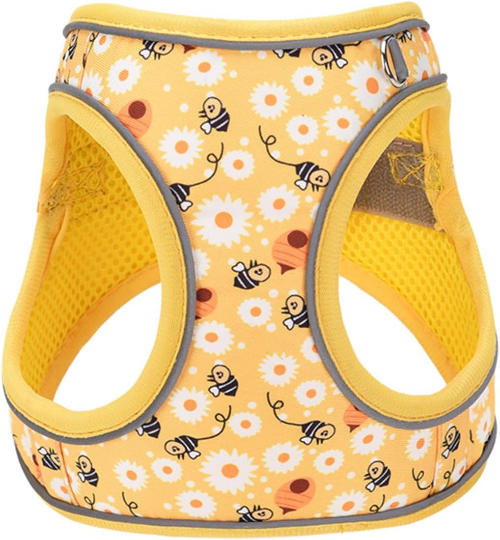 Step in Dog Harness No Pull Honeybee Adjustable Soft Mesh Harness | Padded Reflective Pet Vest Harness and Leash Set for Small Medium Dogs
