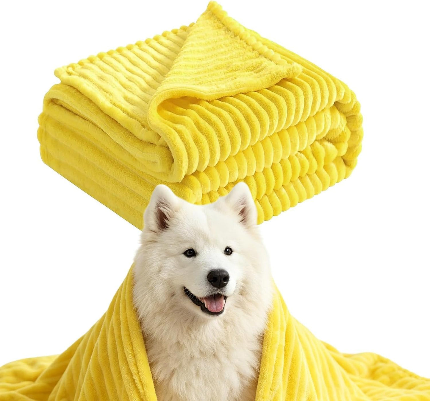 Dog Blanket – Yellow Comfort Throw, Soft Pet Bedding Cover | Machine Washable Fabric Mat for Sofa Bed Cage, Warm Indoor Resting Accessory Use