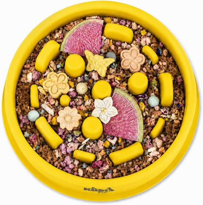 Slow Mo Bowl | Slow Feeder Dog Bowl for Fast Eaters, Improves Digestion & Reduces Bloating, Fun Interactive Design, & Dishwasher Safe | | (Yellow)