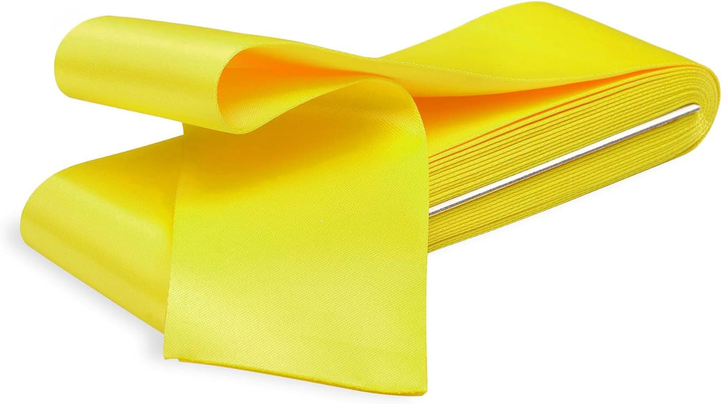 2 Inch x 4 3/4 Yards Yellow Satin Blanket Binding Tape Single Fold Sew On Satin Material Double Side Smooth Finish Durable Trim Ideal for Quilt Edging Blanket Crafts DIY Projects Sewing Decor