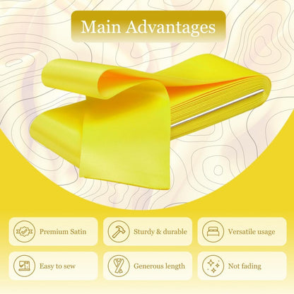 2 Inch x 4 3/4 Yards Yellow Satin Blanket Binding Tape Single Fold Sew On Satin Material Double Side Smooth Finish Durable Trim Ideal for Quilt Edging Blanket Crafts DIY Projects Sewing Decor