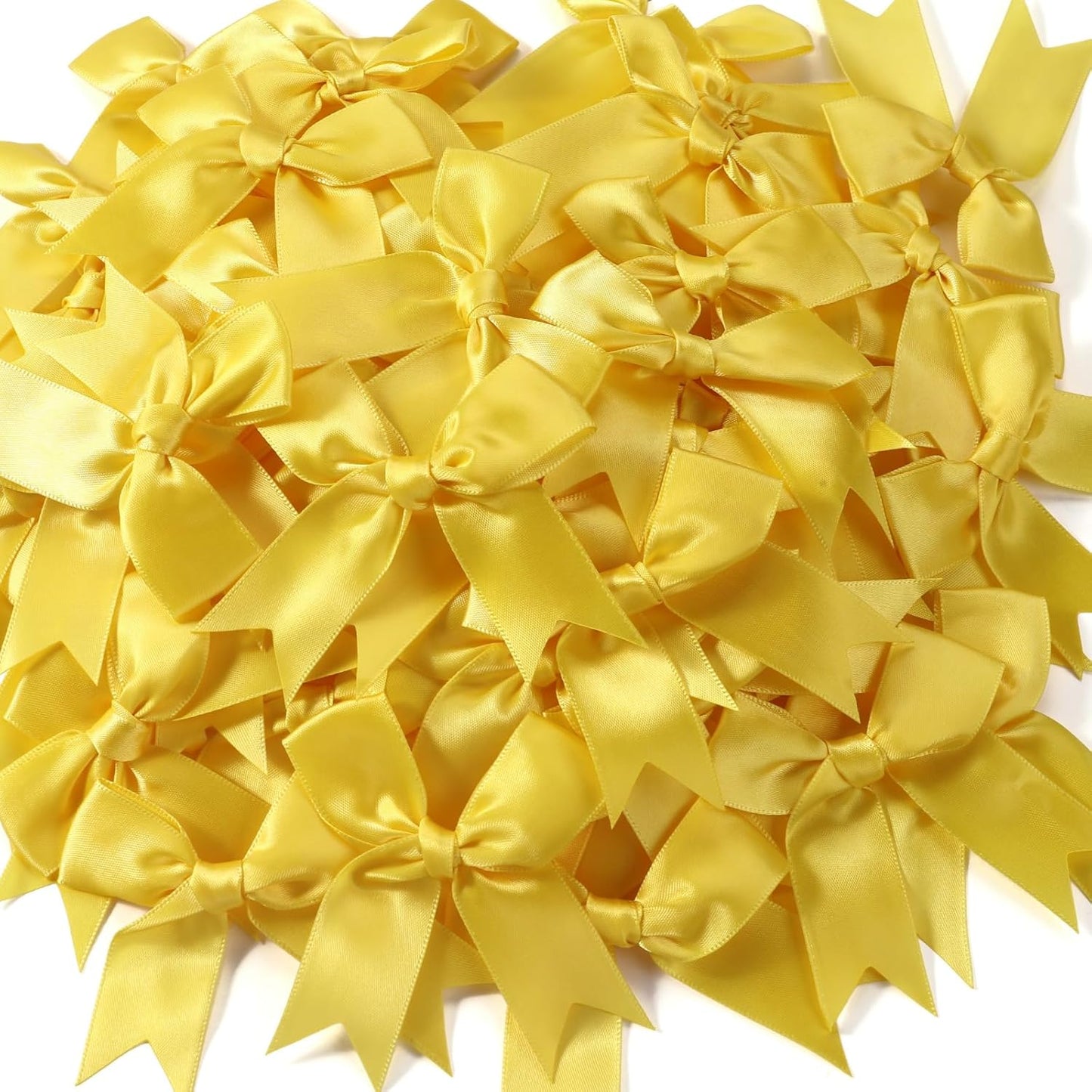 Yellow Gold Gift Wrap Bows - 50pcs 3.3 Inch Elegant Bows for Gift Wrapping, Party Decorations, Wedding Decor, Birthday Presents, Holiday Gifts, DIY Crafts, Baby Shower, Anniversary, Christmas, Gift Bags